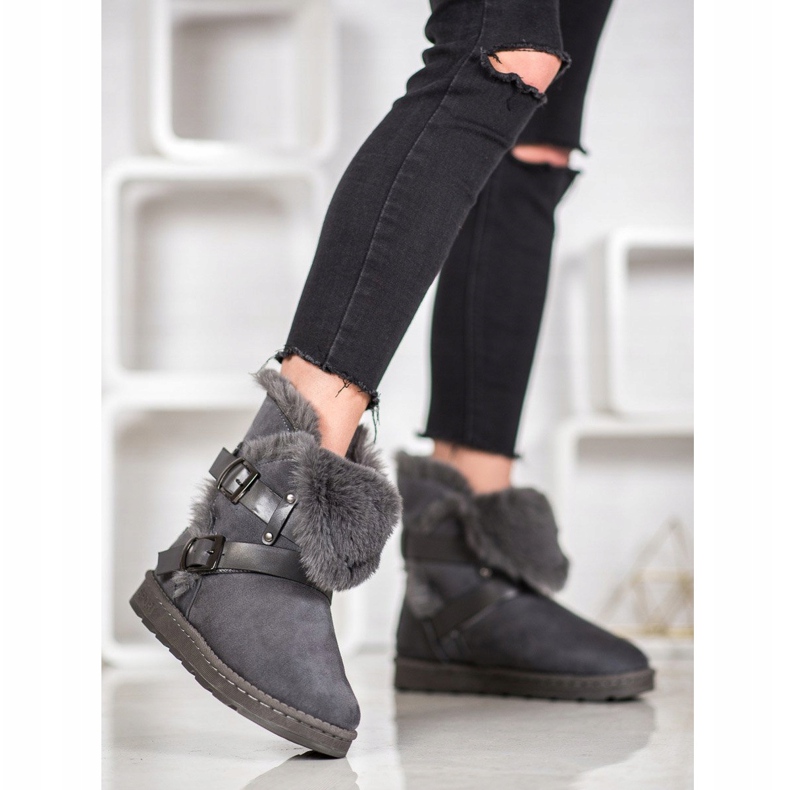 Bona Mukluki de camurça com listras cinza 2