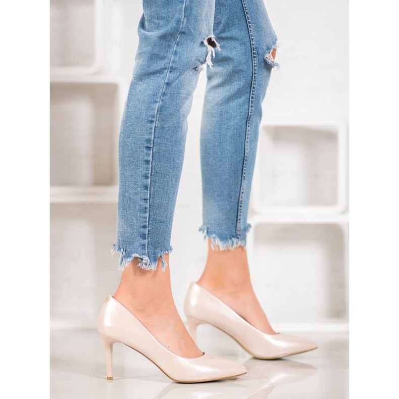 Goodin Estiletes elegantes feitos de couro ecológico castanho 2