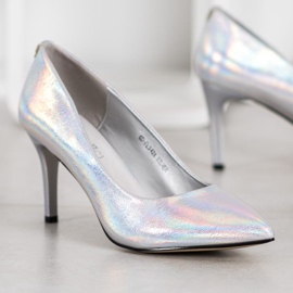 Goodin Estiletes elegantes feitos de couro ecológico cinza 1