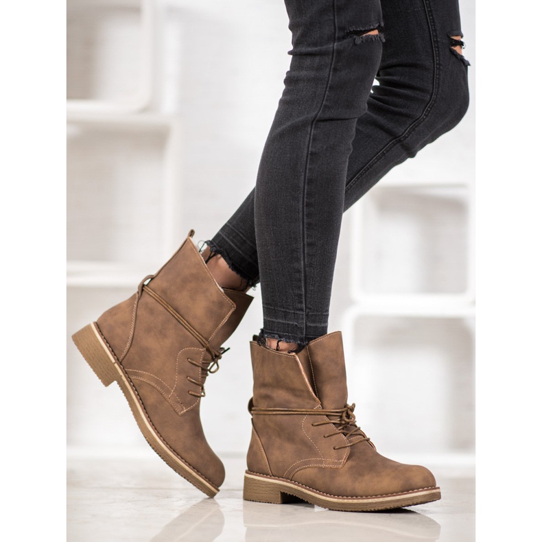 SDS Botas amarradas com haste enrolada castanho 1 SDS Botas amarradas com haste enrolada castanho 1