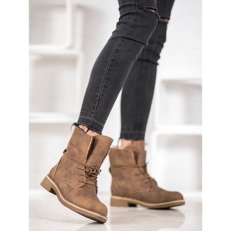 SDS Botas amarradas com haste enrolada castanho 2