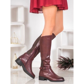 Ideal Shoes Botas de equitação clássicas vermelho 1