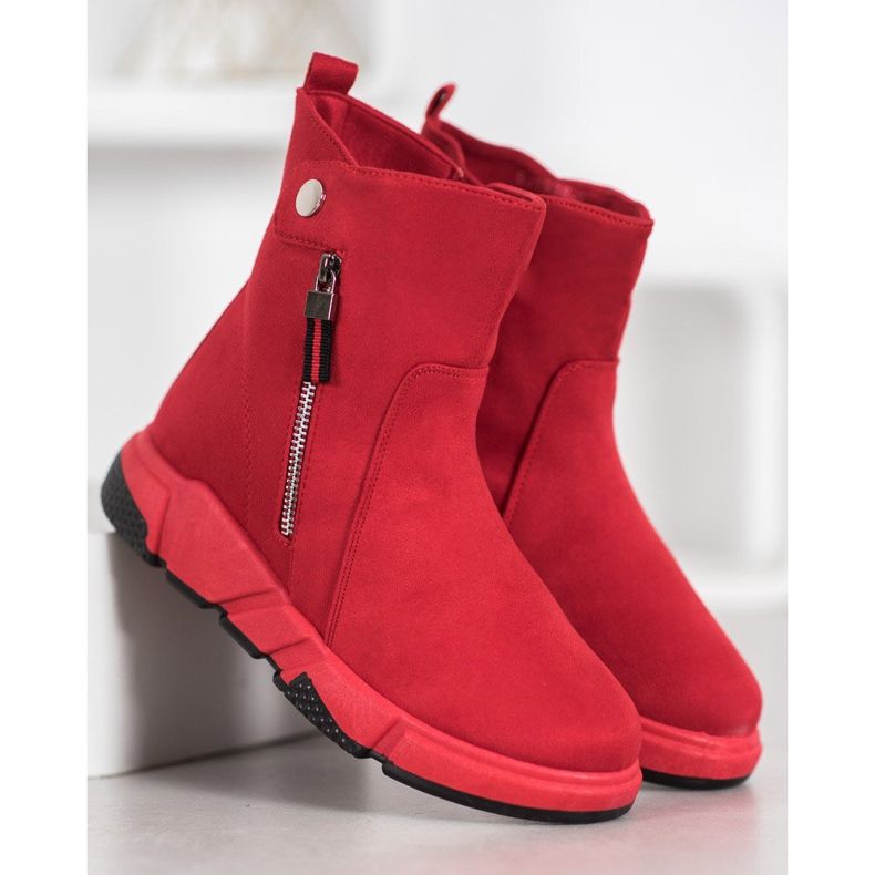 SHELOVET Botas de camurça da moda vermelho 2