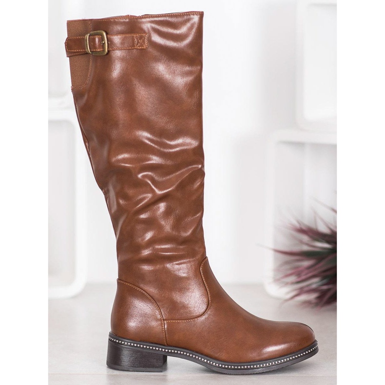 Abloom Botas de cano alto com zircônia cúbica marrom 1