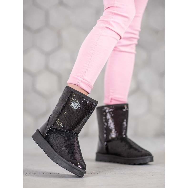 SHELOVET Mukluki com lantejoulas preto 2