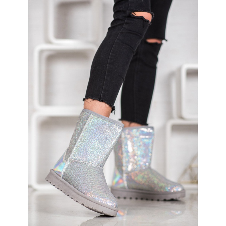 SHELOVET Mukluki com lantejoulas cinza 1