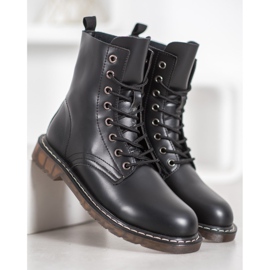 Kylie Trappers elegantes com couro ecológico preto 2 Kylie Trappers elegantes com couro ecológico preto 2