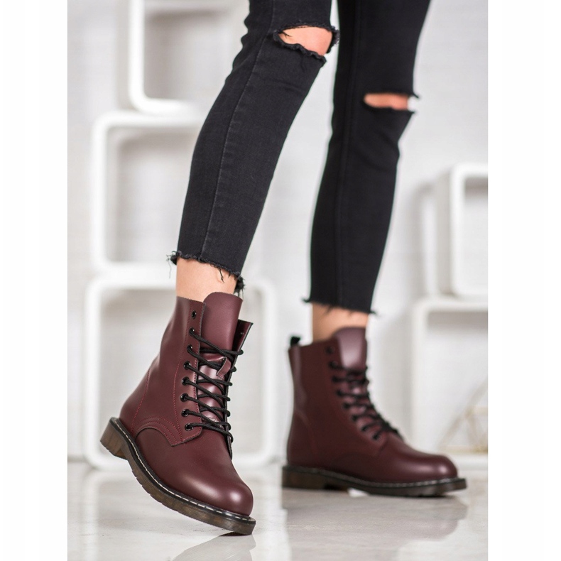 Kylie Trappers elegantes com couro ecológico vermelho 2