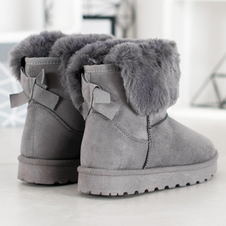 SHELOVET Mukluki Com Pele cinza 1