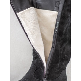 Abloom Botas de caubói de camurça preto 1