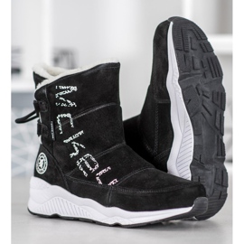 McKey Botas de neve de couro preto 2