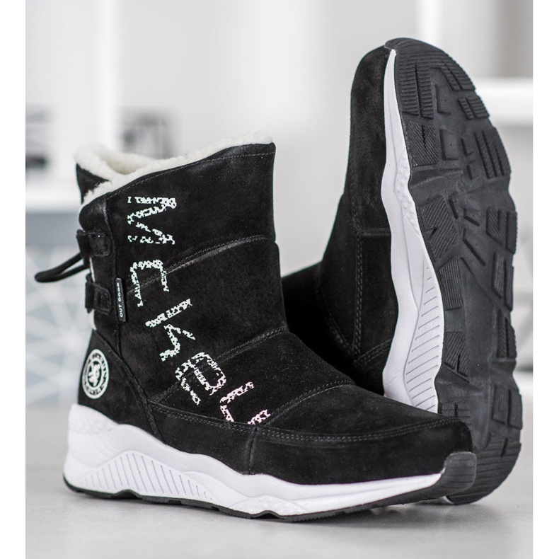 McKey Botas de neve de couro preto 2