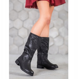 SDS Botas confortáveis com couro ecológico preto 1 SDS Botas confortáveis com couro ecológico preto 1