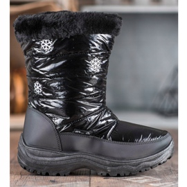 SHELOVET Botas de neve confortáveis ​​com pele preto 2