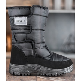 SHELOVET Botas de neve quentes com velcro preto 2
