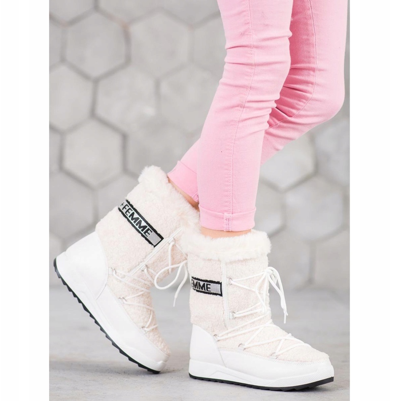 Small Swan Botas de neve com cordões da moda branco 1