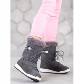 Small Swan Botas de neve com cordões da moda cinza 2