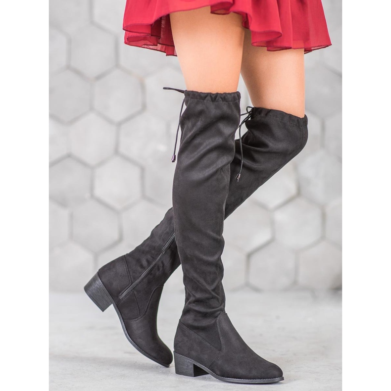 Small Swan Botas Pretas Sobre o Joelho preto 1