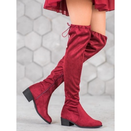 Small Swan Botas marrons acima do joelho vermelho 2 Small Swan Botas marrons acima do joelho vermelho 2