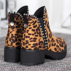 SDS Botas Chelsea com estampa de leopardo castanho 1