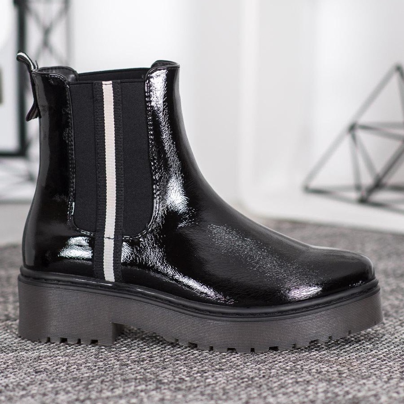 Sergio Leone Botas Laquered Fashion Chelsea preto 2