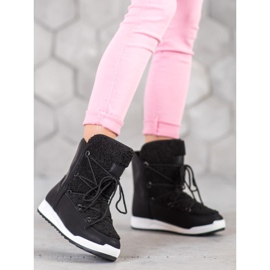 Small Swan Botas de inverno com pele de carneiro preto 2