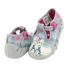 Sapatos infantis Befado gatinho 110P365 rosa cinza 3
