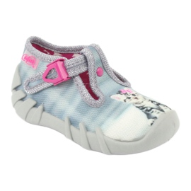 Sapatos infantis Befado gatinho 110P365 rosa cinza 1