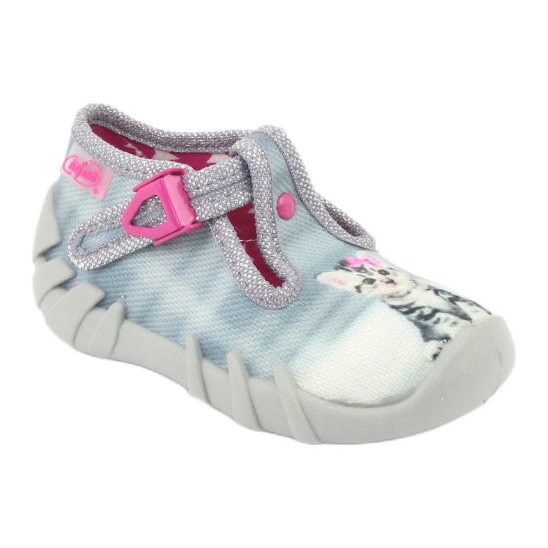 Sapatos infantis Befado gatinho 110P365 rosa cinza 1