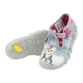 Sapatos infantis Befado gatinho 110P365 rosa cinza 4