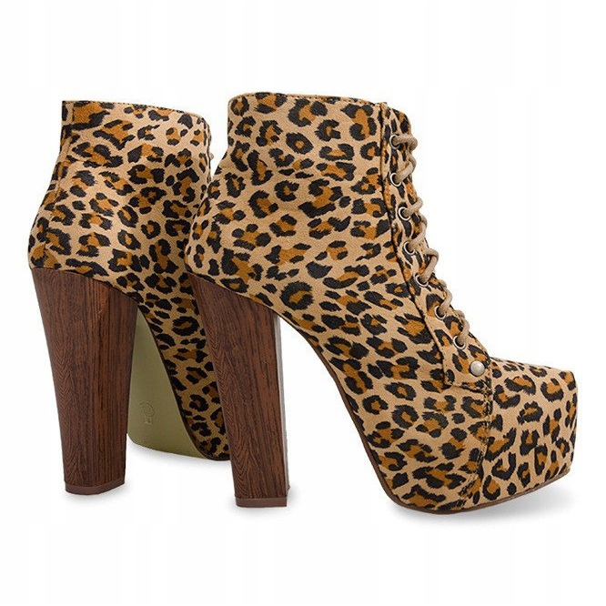 Botas Sólidas no Salto E347 Bege marrom preto multicolorido 1