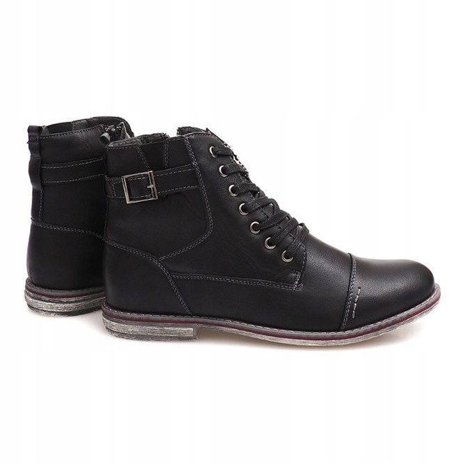 Botas altas quentes amarradas 85787 pretas preto 1