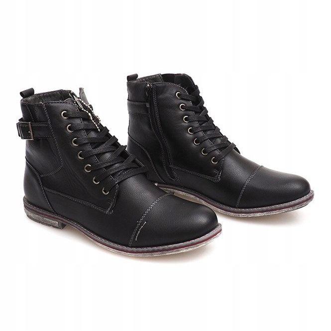 Botas altas quentes amarradas 85787 pretas preto 2