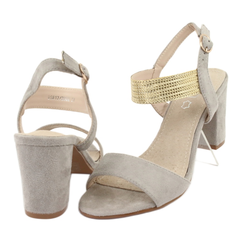 Sandálias no poste Filippo DS817 cinza / ouro amarelo 4