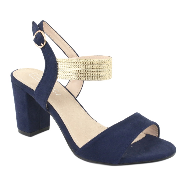 Sandálias no posto de Filippo DS817 azul marinho / dourado 1