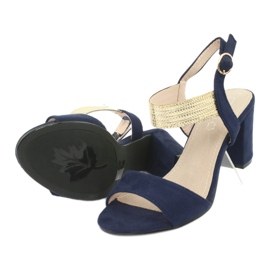 Sandálias no posto de Filippo DS817 azul marinho / dourado 5