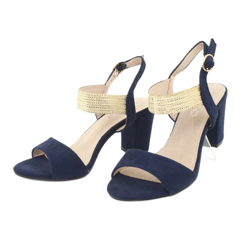 Sandálias no posto de Filippo DS817 azul marinho / dourado 3
