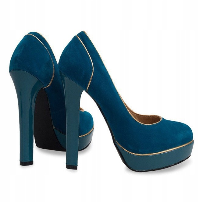 Stilettos clássicos na plataforma 805 azul verde 1