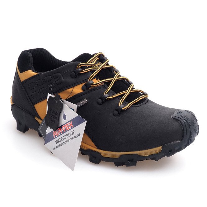 Botas de caminhada em couro Nat HLD923 preto amarelo 2