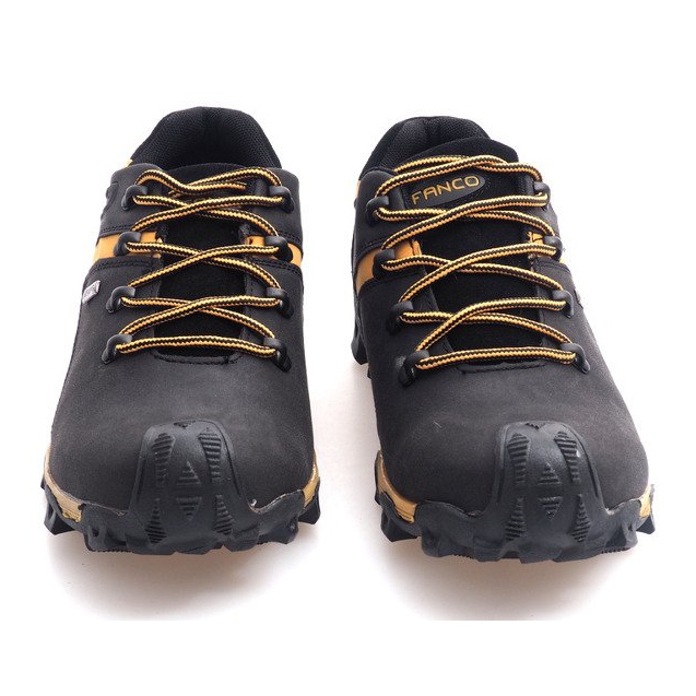 Botas de caminhada em couro Nat HLD923 preto amarelo 1