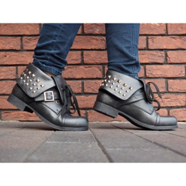 Botas 2W1 com tachas 1621 pretas preto 2