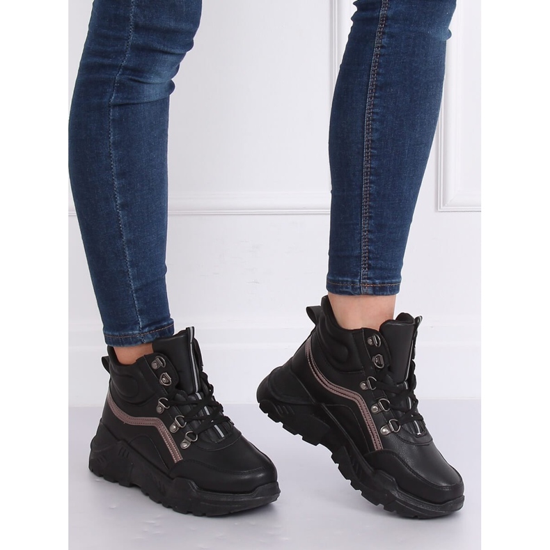 Sapatos esportivos pretos de tornozelo alto B0012-SP Preto 2