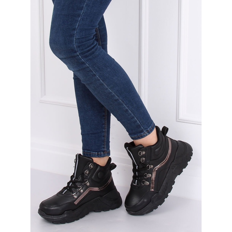 Sapatos esportivos pretos de tornozelo alto B0012-SP Preto 1