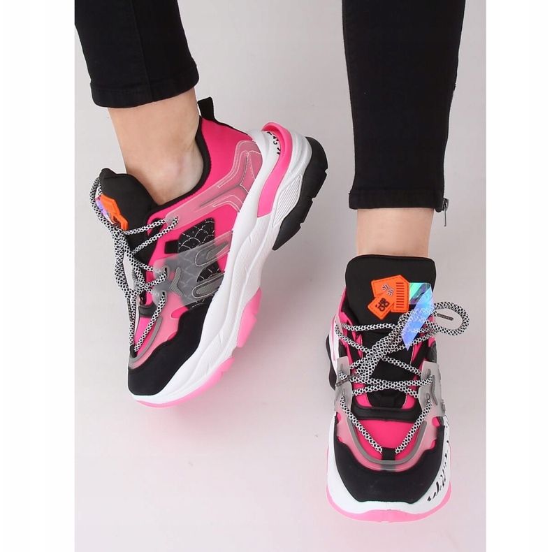 LA65P Fushia Trainers preto rosa multicolorido 2