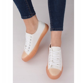 Tênis com sola colorida, branco e bege FG-2948 Nudepink marrom 1