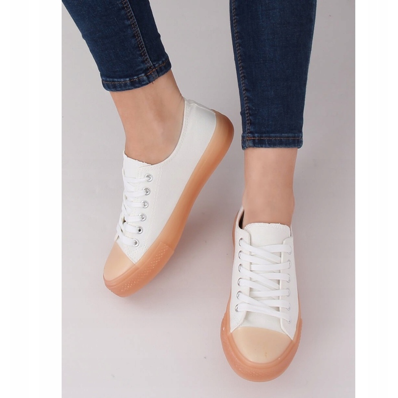 Tênis com sola colorida, branco e bege FG-2948 Nudepink marrom 1