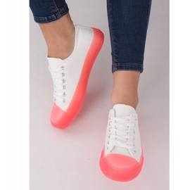 Tênis com sola colorida, branco e rosa FG-2948 Rosa 2
