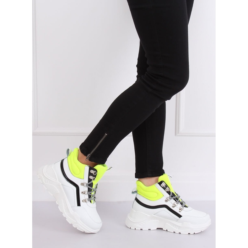 Sapatos esportivos de tornozelo alto branco e amarelo RB-3348 BRANCO / AMARELO 1