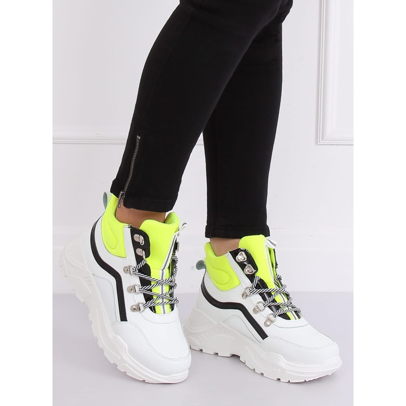 Sapatos esportivos de tornozelo alto branco e amarelo RB-3348 BRANCO / AMARELO 2