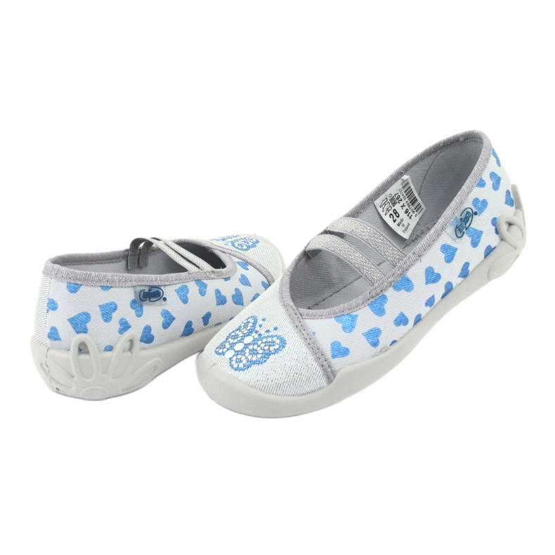 Sapatos infantis Befado corações 116X267 azul cinza 4